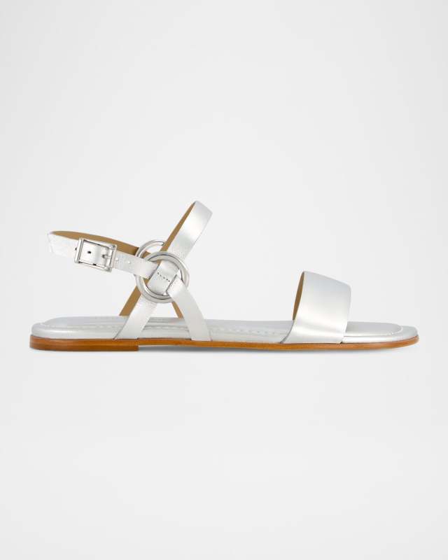 Henre Metallic Flat Slingback Sandals